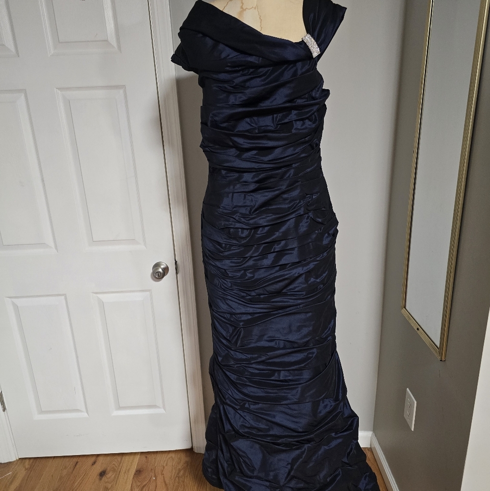Rickie Freeman by Teri Jon Navy Blue Evening Gown 12